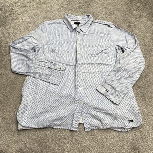 Talbots Button Down Shirt Womens Large Blue Polka Long Sleeve Cotton Casual Top